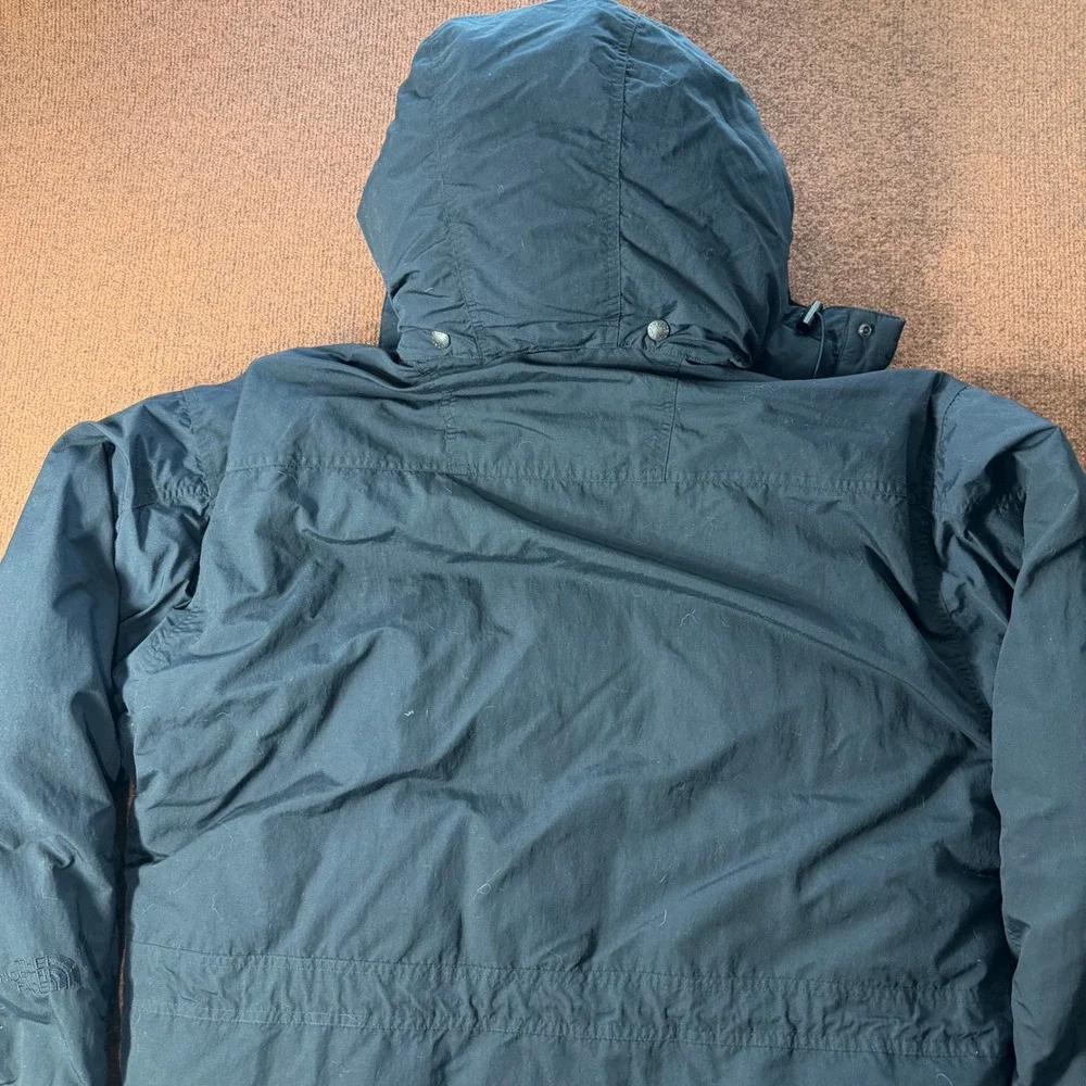 The North Face Mens Vintage Mountain Parka Jacket Black Down Fill Large Hooded